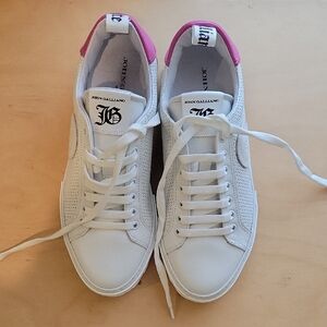 John Galliano White Sneakers with Pink Detail